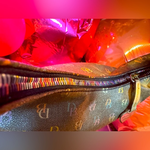 Dooney & Bourke Y2K vintage Monogram Small Hobo charcoal EUC callouts last 2 pic - Picture 9 of 14